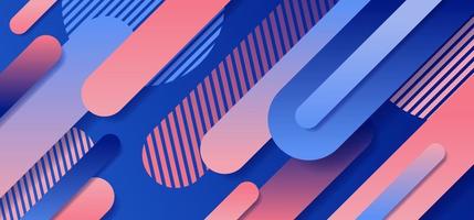 Abstract blue and pink geometric rounded line diagonal dynamic overlapping background. vector