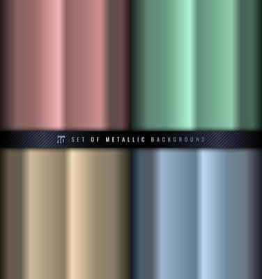 Set of gradient pink, green, blue and gold metallic background and texture