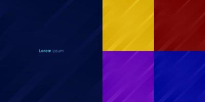 Set of abstract yellow, red, purple, blue background stripes geometric diagonal motion lines. vector