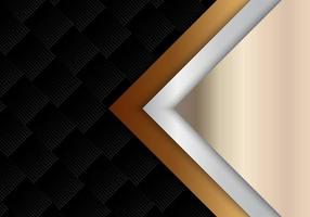 Abstract template geometric gold, silver metallic shiny luxury style on black halftone pattern background and texture. vector