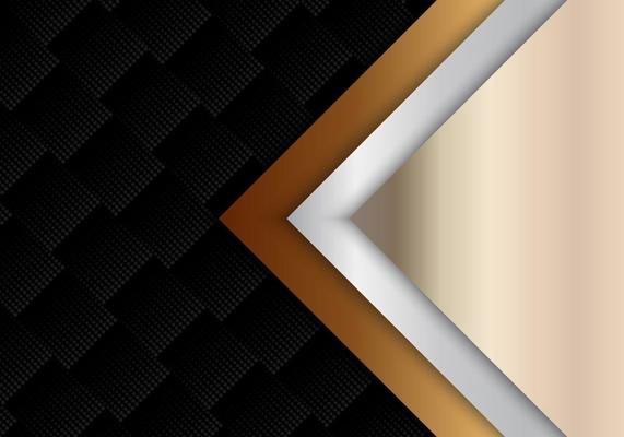 Abstract template geometric gold, silver metallic shiny luxury style on black halftone pattern background and texture.