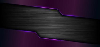 3D banner web template geometric purple glow shiny metallic on black metal background and texture vector