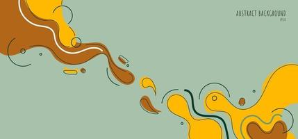 Banner web template abstract yellow organic fluid shape with line on green background. vector