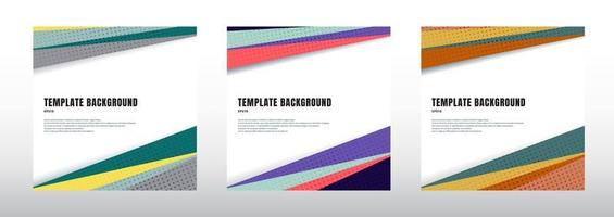 Set of abstract template header and footers colorful geometric triangles design with halftone on white background vector