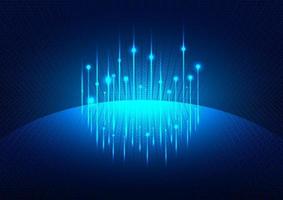 Blue glowing futuristic background with planet global social network vector