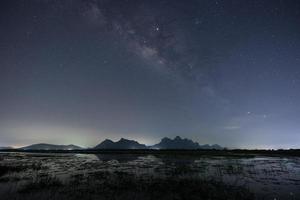 Milky Way over mountains photo