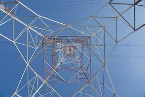 Looking up at an electrical post photo