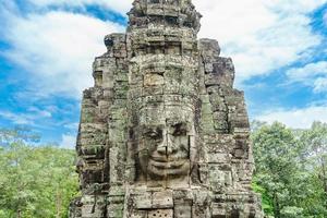 Ancient stone faces of Bayon temple, Angkor Wat, Siam Reap, Cambodia