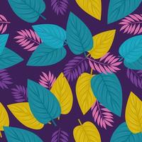 Tropical foliage background with colorful leaves vector