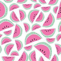 Watermelon seamless pattern. Abstract style. Repeat pattern. Tropical fruit. Flat vector illustration