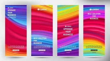 Mesh Color Flow roll up business brochure flyer banner design vertical template, cover presentation background, modern publication x-banner and flag-banner, Set of Roll up banner stand template design vector