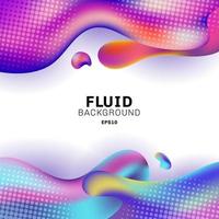 Abstract 3D colorful fluid shape with halftone on white background vector