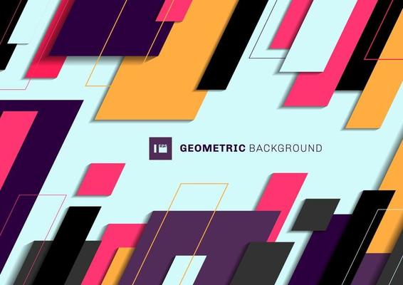 Abstract geometric colorful diagonal overlapping on light blue background.