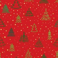 Christmas tree snow winter forest pattern. vector