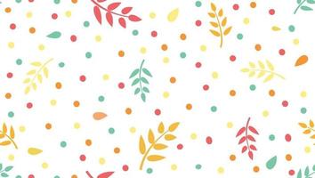 Floral pattern with leaves and dots in minimal childish style vector