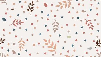 Floral pattern with leaves and dots in minimal childish style vector