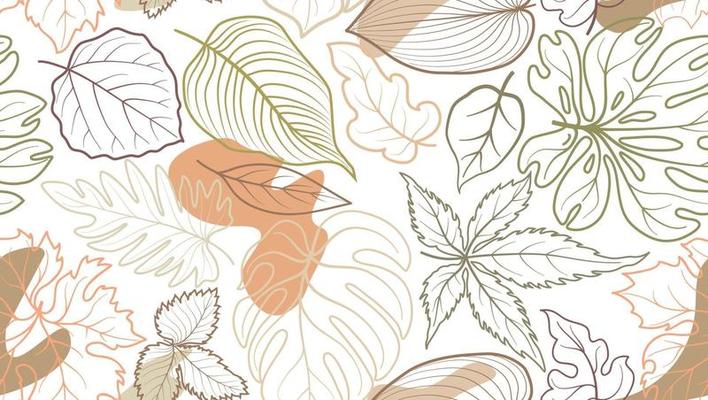 Floral pattern with leaves. Flower seamless summer festive background.