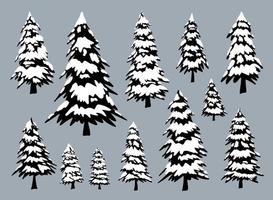 Pine trees with snow in the winter vector illustration