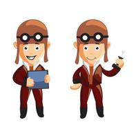 pilot character illustration set vector