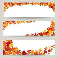 Fall leaves banner set. Swirl autumn leaf background. Nature border decor collection vector