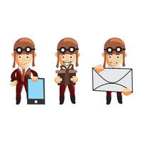 pilot character illustration set vector