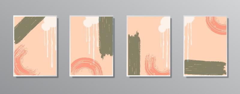 Set of creative minimalist hand drawn vintage neutral color illustrations