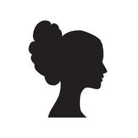 Woman face profile silhouette. Women hairstyle drawn icon. Lady portrait in retro style. vector