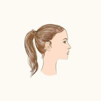 Woman face profile silhouette. Women hairstyle drawn icon. Lady portrait in retro style. vector