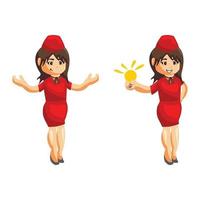 Flying attendants air hostess set vector