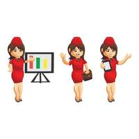 Flying attendants air hostess set vector