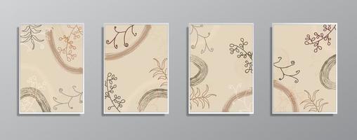 Set of creative minimalist hand drawn vintage neutral color illustrations, for wall. for gift card,  Poster on wall poster template,  landing page, ui, ux ,coverbook,  baner, vector