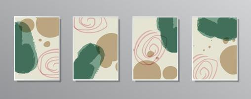 Set of creative minimalist hand drawn vintage neutral color illustrations vector