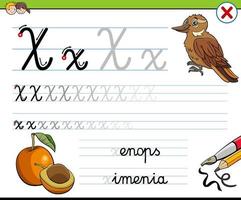 writting letter X worksheet for children vector