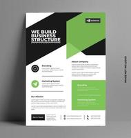 Green and Black Flyer Layout Template in A4 Size. vector