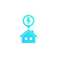 electricity icon with house, vector sign.eps