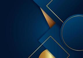 Abstract blue geometric with gold stripes on dark blue background, luxury style. vector