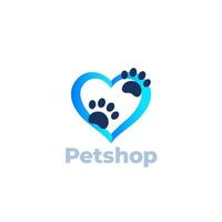 paw and heart, pet shop vector logo design.eps