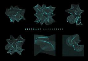 Set of blue glowing wavy particles. Modern wireframe background and texture. vector