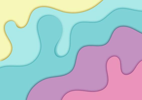 Abstract pastels color paper cut style background. Realistic 3d layered smooth bending objects