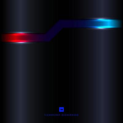 Dark blue geometric header with red lighting effect background. Abstract template.