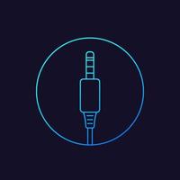 audio cable, jack connector linear icon.eps vector