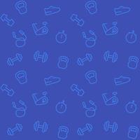 seamless pattern with gym icons, workout and training equipment, vector background.eps