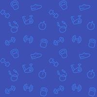 seamless pattern with gym icons, workout and training equipment, vector background.eps