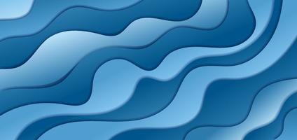 Abstract blue gradient waves shape layer paper cut style vector