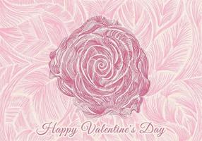 Diseño de líneas de rosa rosa dibujadas a mano para tarjeta de San Valentín, banner web, póster, etc. vector
