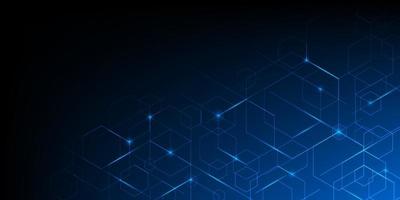 Abstract geometric blue lines on dark blue background with lighting effect vector