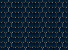 Abstract blue and gold hexagon pattern background and texture vector