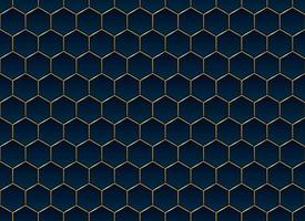 Abstract blue and gold hexagon pattern background and texture vector