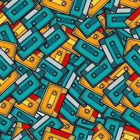 Cassette Pop Art Seamless Pattern vector