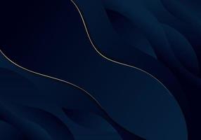 Abstract background dark blue wave with gold line, luxury style. vector